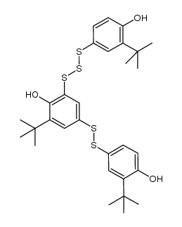 2-(tert-butyl)-4-((3-(tert-butyl)-4-hydroxyphenyl)disulfanyl)-6-((3-(tert-butyl)-4-hydroxyphenyl)trisulfanyl)phenol Structure