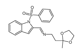 3,3-(ethylenedioxy)-N-((1-(phenylsulfonyl)-2-indolyl)methylene)butylamine结构式