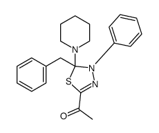 1-(5-benzyl-4-phenyl-5-piperidin-1-yl-1,3,4-thiadiazol-2-yl)ethanone结构式