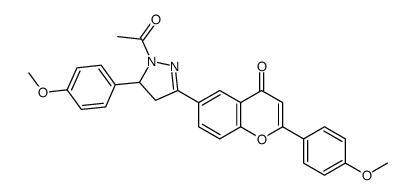 1H-Pyrazole, 4,5-dihydro-1-acetyl-5-(4-methoxyphenyl)-3-(2-(4-methoxyp henyl)-4-oxo-4H-1-benzopyran-6-yl)- structure