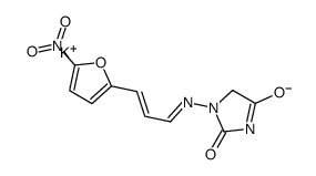 potassium,3-[(E)-[(E)-3-(5-nitrofuran-2-yl)prop-2-enylidene]amino]-5-oxo-4H-imidazol-2-olate结构式