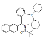[S(R)]-N-[(R)-[2-(二环己基膦)苯基]-2-萘基甲基]-N-甲基-2-叔丁基亚磺酰胺结构式