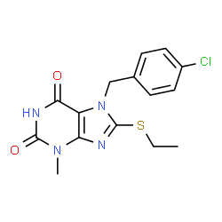 7-(4-chlorobenzyl)-8-(ethylthio)-3-methyl-3,7-dihydro-1H-purine-2,6-dione structure