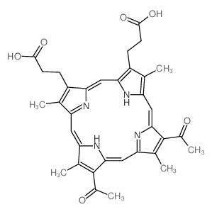 3-[8,13-diacetyl-18-(2-carboxyethyl)-3,7,12,17-tetramethyl-22,23-dihydroporphyrin-2-yl]propanoic acid结构式