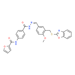 Benzoic acid, 4-[(2-furanylcarbonyl)amino]-, [[3-[(2-benzoxazolylthio)methyl]-4-methoxyphenyl]methylene]hydrazide (9CI) Structure