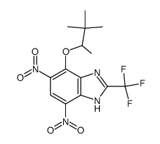 5,7-dinitro-2-trifluoromethyl-4-(1,2,2-trimethyl-propoxy)-1(3)H-benzoimidazole结构式