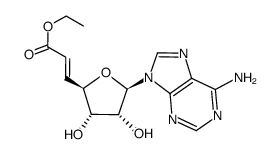 9-(ethyl 5,6-dideoxy-β-D-ribo-hept-5-enofuranosyluronate)adenine结构式