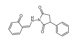 1-[[(E)-(6-oxocyclohexa-2,4-dien-1-ylidene)methyl]amino]-3-phenylpyrrolidine-2,5-dione Structure
