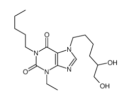 7-(5,6-dihydroxyhexyl)-3-ethyl-1-pentyl-purine-2,6-dione结构式