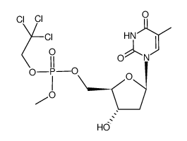 Phosphoric acid (2R,3S,5R)-3-hydroxy-5-(5-methyl-2,4-dioxo-3,4-dihydro-2H-pyrimidin-1-yl)-tetrahydro-furan-2-ylmethyl ester methyl ester 2,2,2-trichloro-ethyl ester Structure