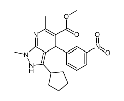 methyl 3-cyclopentyl-4,7-dihydro-1,6-dimethyl-4-(3-nitrophenyl)pyrazolo(3,4-b)pyridine-5-carboxylate picture