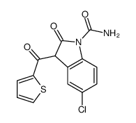 5-chloro-2-oxo-3-(thiophene-2-carbonyl)-3H-indole-1-carboxamide结构式