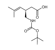 (R)-3-((tert-butoxycarbonylamino)methyl)-5-methylhex-4-enoic acid结构式