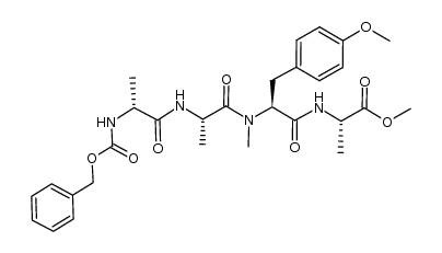 methyl N-Cbz-D-alanyl-L-alanyl-N,O-dimethyl-L-tyrosyl-L-alaninate结构式