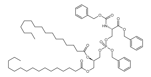 O-benzyl O-[(S)-2-(benzyloxycarbonyl)-2-(benzyloxycarbonylamino)ethyl] O-[1,2-di-(O-palmitoyl)-sn-glycer-3-yl] phosphate结构式