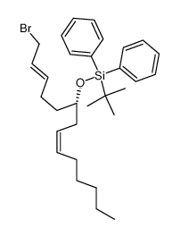 (((S,2E,8Z)-1-bromotetradeca-2,8-dien-6-yl)oxy)(tert-butyl)diphenylsilane结构式