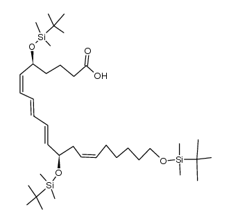5(S),12(R),20-tris[(tert-butyldimethylislyl)oxy]-6(Z),8(E),10(E),14(Z)-eicosatetraenoic acid结构式