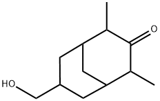 7-(hydroxyMethyl)-2,4-diMethylbicyclo[3.3.1]nonan-3-one structure