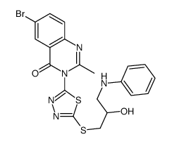 3-[5-(3-anilino-2-hydroxypropyl)sulfanyl-1,3,4-thiadiazol-2-yl]-6-bromo-2-methylquinazolin-4-one结构式