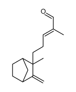2-methyl-5-(3-methyl-2-methylidene-3-bicyclo[2.2.1]heptanyl)pent-2-enal Structure