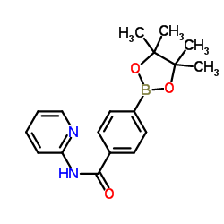 N-(吡啶-2-基)-4-(4,4,5,5-四甲基-1,3,2-二氧硼杂环戊烷-2-基)苯甲酰胺结构式