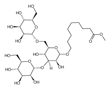 Nonanoic acid, 9-(O-.alpha.-D-mannopyranosyl-(1?3)-O-.alpha.-D-mannopyranosyl-(1?6)-.alpha.-D-mannopyranosyl)oxy-, methyl ester Structure
