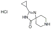 2-Cyclopropyl-1,3,8-triazaspiro[4.5]dec-1-en-4-one hydrochloride结构式