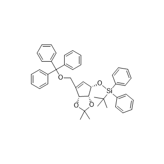 tert-Butyl(((3aR,4S,6aR)-2,2-dimethyl-6-((trityloxy)methyl)-4,6a-dihydro-3aH-cyclopenta[d][1,3]dioxol-4-yl)oxy)diphenylsilane Structure