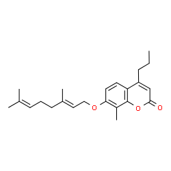 7-[(2E)-3,7-dimethylocta-2,6-dienoxy]-8-methyl-4-propylchromen-2-one structure