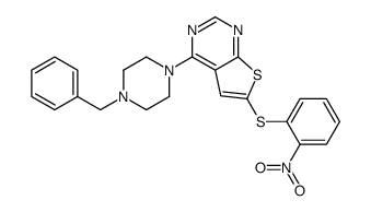 4-(4-benzylpiperazin-1-yl)-6-(2-nitrophenyl)sulfanylthieno[2,3-d]pyrimidine结构式