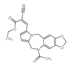 3-(5-acetyl-5,11-dihydro-6H-[1,3]dioxolo[4',5':4,5]benzo[1,2-e]pyrrolo[1,2-a][1,4]diazepin-9-yl)-2-cyano-acrylic acid ethyl ester结构式