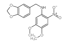 N-(benzo[1,3]dioxol-5-ylmethyl)-4,5-dimethoxy-2-nitro-aniline结构式