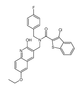 Benzo[b]thiophene-2-carboxamide, 3-chloro-N-[(6-ethoxy-1,2-dihydro-2-oxo-3-quinolinyl)methyl]-N-[(4-fluorophenyl)methyl]- (9CI) structure