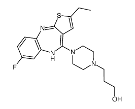 3-[4-(2-ethyl-7-fluoro-5H-thieno[3,2-c][1,5]benzodiazepin-4-yl)piperazin-1-yl]propan-1-ol结构式
