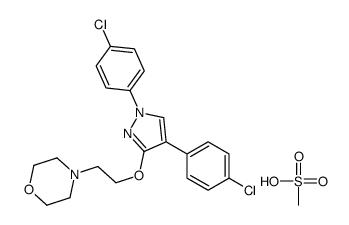 4-[2-[1,4-bis(4-chlorophenyl)pyrazol-3-yl]oxyethyl]morpholine,methanesulfonic acid结构式