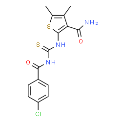 2-({[(4-chlorobenzoyl)amino]carbonothioyl}amino)-4,5-dimethyl-3-thiophenecarboxamide structure