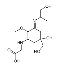 N-[5-Hydroxy-5-(hydroxymethyl)-3-[(2-hydroxy-1-methylethyl)imino]-2-methoxy-1-cyclohexen-1-yl]glycine结构式