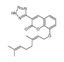 8-[(2E)-3,7-dimethylocta-2,6-dienoxy]-3-(2H-tetrazol-5-yl)chromen-2-one Structure