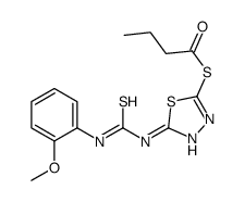 S-[5-[(2-methoxyphenyl)carbamothioylamino]-1,3,4-thiadiazol-2-yl] butanethioate Structure