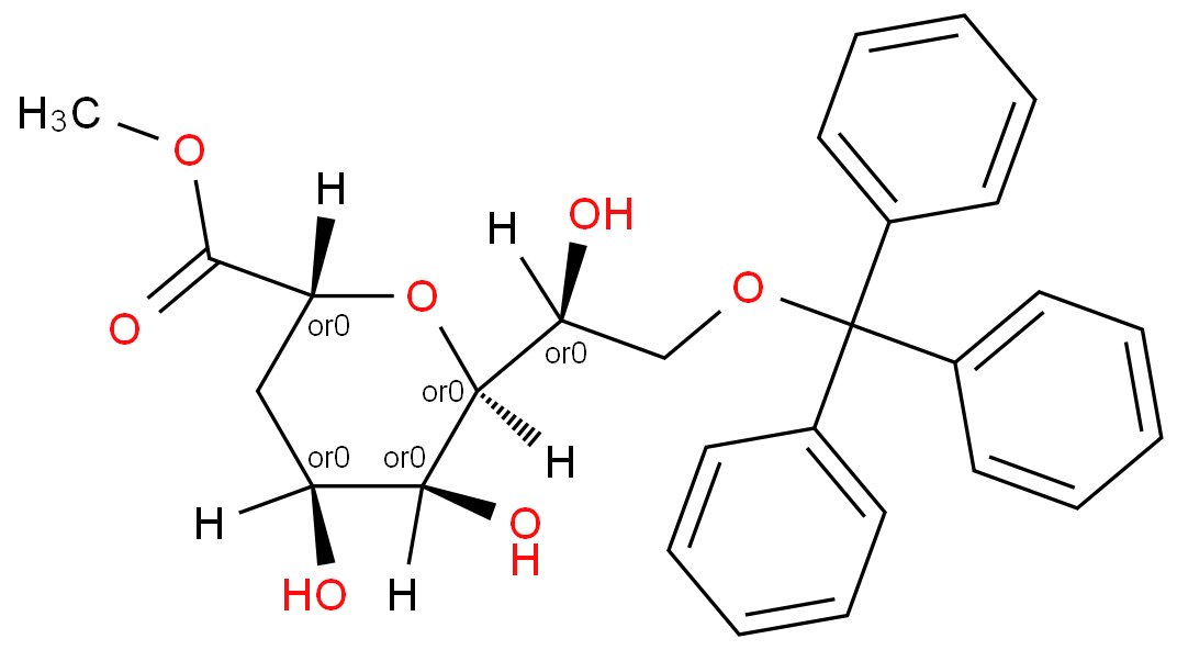 Methyl 2,6-anhydro-3-deoxy-8-O-trityl-D-glycero-D-talo-octonate结构式