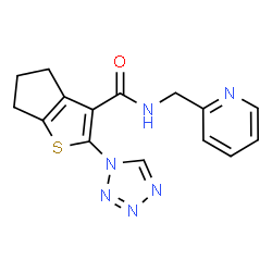 N-(pyridin-2-ylmethyl)-2-(1H-tetrazol-1-yl)-5,6-dihydro-4H-cyclopenta[b]thiophene-3-carboxamide结构式