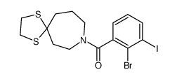 (2-bromo-3-iodophenyl)-(1,4-dithia-9-azaspiro[4.6]undecan-9-yl)methanone结构式