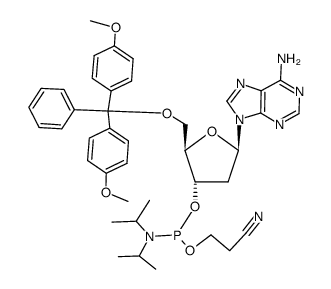 (2R,3S,5R)-5-(6-AMINO-9H-PURIN-9-YL)-2-((BIS(4-METHOXYPHENYL)(PHENYL)METHOXY)METHYL)TETRAHYDROFURAN-3-YL 2-CYANOETHYL DIISOPROPYLPHOSPHORAMIDITE picture