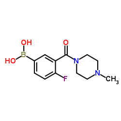 4-氟-3-(4-甲基哌啶-1-羰基)-苯基硼酸结构式