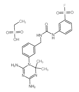 Metanilyl fluoride, N-[[m- (4, 6-diamino-2,2-dimethyl-s-triazin-1(2H)-yl)benzyl]carbamoyl]-, monoethanesulfonate structure