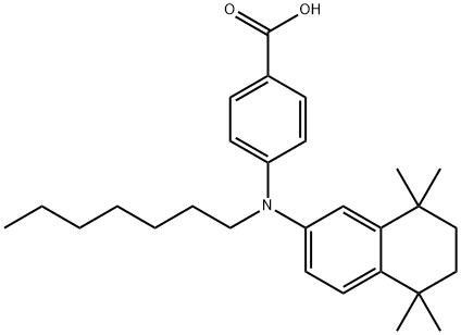 4-[N-n-Heptyl-N-(5,6,7,8-tetrahydro-5,5,8,8-tetraMethylnaphthalene-2-yl)aMino]benzoic acid结构式