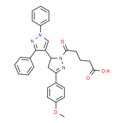 1-(4-carboxybutanoyl)-5-(1,3-diphenyl-1H-pyrazol-4-yl)-3-(4-methoxyphenyl)-4,5-dihydro-1H-pyrazole Structure