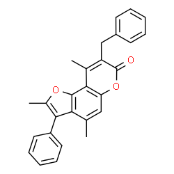 8-benzyl-2,4,9-trimethyl-3-phenylfuro[2,3-f]chromen-7-one结构式