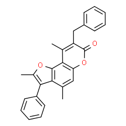 8-benzyl-2,4,9-trimethyl-3-phenylfuro[2,3-f]chromen-7-one structure