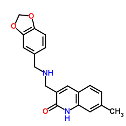 3-{[(1,3-Benzodioxol-5-ylmethyl)amino]methyl}-7-methyl-2(1H)-quinolinone结构式
